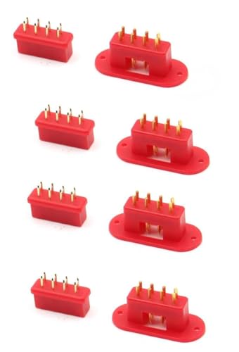 SPARKHOBBY MPX 8-poliger Stecker und Buchse, Servosignal, 8-adriges Ladegerät, Niederstrom-Anschlussadapter für ferngesteuerte Auto-Flugzeugteile (4Paris Rot) von SPARKHOBBY