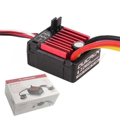 SPARKHOBBY QuicRun 1060 60A Gebürsteter elektronischer Geschwindigkeitsregler für HobbyWing ESC 2-3S Lipo SBEC 6V 3A Wasserdicht Staubdicht für 1:10 Sport (1060 60A T Plug-M) von SPARKHOBBY