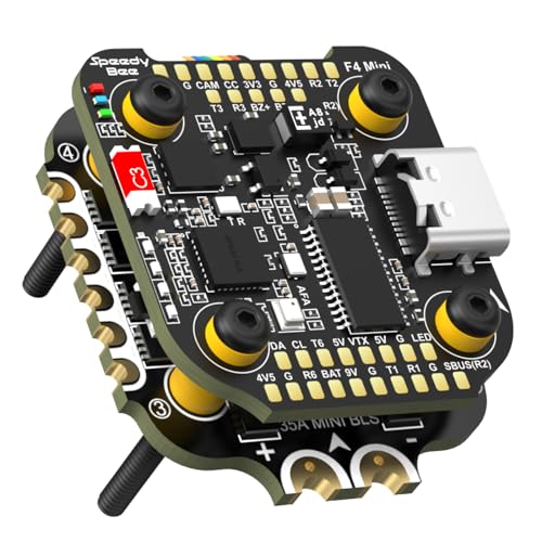 SPEEDY BEE F405 Mini Flight Controller Stack: 20x20mm Platine mit integriertem Bluetooth und 35A BLHeli_S 4in1 ESC - Drahtlose Abstimmung unterstützt, Kompatibel mit 3-6S Stromversorgung von SPEEDY BEE