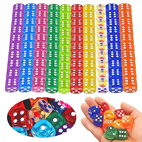 SPERMUOY 100 Würfel Transparent,12mm Würfel bunt Acryl Spielwürfel Bunt würfel Set Würfelspiele Tischspiele bunt würfelspiel dice Spiel acryl von SPERMUOY