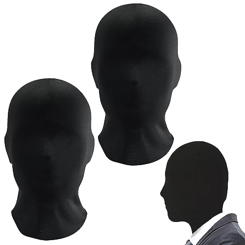 SPERMUOY 2 Stück Vollgesichtsmaske Halloween Schwarz Vollgesichtsmaske Spandex Vollgesichtsmaske Schwarz Gesichtslose Maske für Halloween,Karneval,Maskerade von SPERMUOY