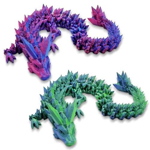 SPERMUOY 3D Drache,2 Stück Beweglicher 3D Gedruckter Drache, Drachen Figuren Drachen Spielzeug für Erwachsene Kinder Geschenke Spielzeug von SPERMUOY