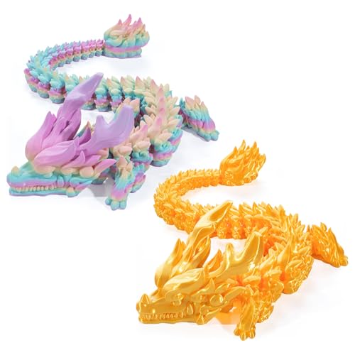 SPERMUOY 3D Drache 3D Druck Drache,2 Stück 3D Drache beweglich 3D gedrucktes drachenei Drachen Spielzeug 3D Druck Drache beweglich für Erwachsene Kinder Geschenke Spielzeug von SPERMUOY