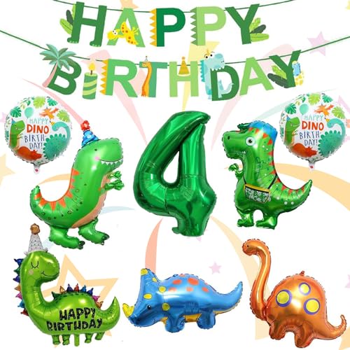 SPERMUOY Dino deko kindergeburtstag 4 Jahre,Dino geburtstag Dino deko Dino party Dino kindergeburtstag Dinosaurier Luftballons Grün Dschungel Geburtstag Dekoration Junge Mädchen von SPERMUOY