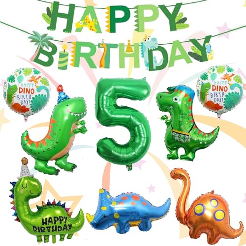 SPERMUOY Dino deko kindergeburtstag 5 Jahre junge,Dino geburtstag Dino deko Dino party Dino kindergeburtstag Dinosaurier Luftballons Grün Dschungel Geburtstag Dekoration Junge Mädchen von SPERMUOY