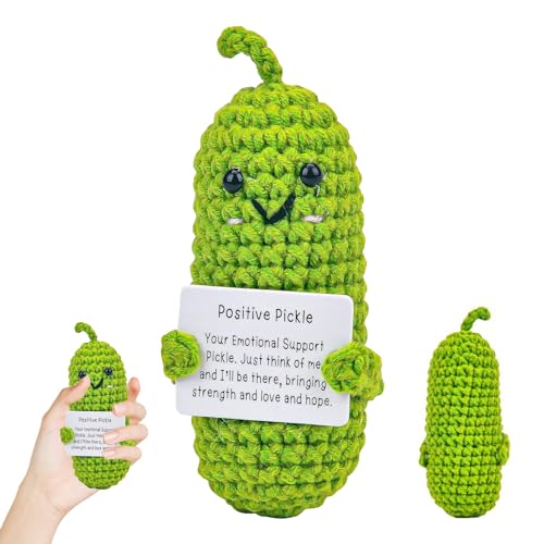 SPERMUOY Emotional Support Pickles,Positive Gurke Puppe Pocket Hug Geschenk Positive Energie Pickle Puppe,Emotional Support Pickled Cucumber Gift mit Positivitätskarte für Ornament Geschenk von SPERMUOY