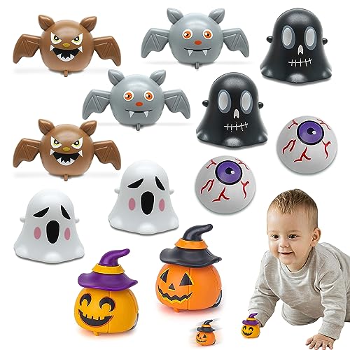 SPERMUOY Halloween mitgebsel Kinder,12 Stück Halloween aufziehspielzeug,Mini Kürbis Spielzeugauto Halloween mitgebsel Kinder für ab 3 Jahre Kinder Halloween mitgebsel von SPERMUOY