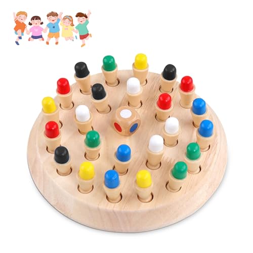 SPERMUOY Memory Schach Holz,Kinder Gedächtnis Schach lernspielzeug,Family Brettspiele Hölzerne,Gedächtnis Schach für Kinder Frühe Lernerziehung, Verbessert das Gedächtnis und die Farbwahrnehmung von SPERMUOY