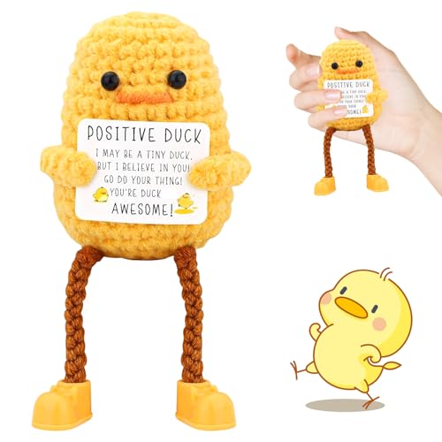 SPERMUOY Positive kartoffel Positive Ente,Positive Duck Kreative Strickwolle Ente Puppe,Duck Positive Geschenke,Glücksbringer Pocket Hug Ente Geschenk für Freunde Eltern Kinder von SPERMUOY