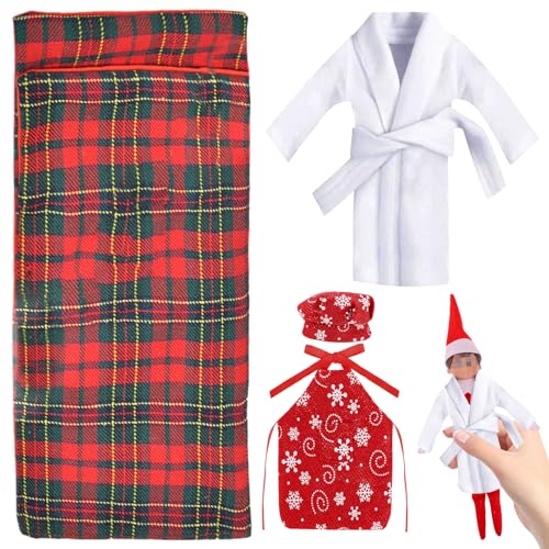 SPERMUOY Weihnachtself Puppenkleidung Zubehör,4 Stück Weihnachtself Zubehör Puppe Weihnachtself Kleidung Puppenzubehör Wichtel Kleidung Weihnachtselfen Zubehör für Puppendekoratione von SPERMUOY