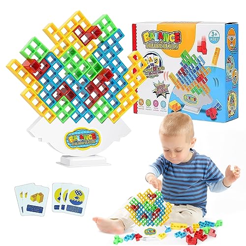 SPERMUOY Tetra Tower Balance-Spiel,32 Stück Te-tris Spiel bausteine balancespiel,Tetra Balance Toy,Balance Tower Building Blocks Game,bausteine balancespiel für Jungen und Mädchen ab Jahre 3+ von SPERMUOY