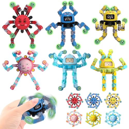 SPHERETRON 6 Stück Robot Fidget Spinner Spielzeug DIY Transformierbar Sensorische Spielzeug für ADHS Angst Autismus,Geburtstag Geschenk für Teenager Junge & Mädchen Party Gunst SPHERETRON 6 Stück Robot Fidget Spinner Spielzeug DIY Transformierbar Sensorische Spielzeug für ADHS Angst Autismus,Geburtstag Geschenk für Teenager Junge & Mädchen Party Gunst von SPHERETRON