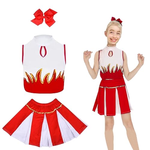 SPHERETRON Cheerleader Kostüm Mädchen Rot,Cheerleader Kostüm Mädchen 140,Cheerleading Kostüm Mädchen,Cheerleader Kostuem Kinder 140 Rot,Cheerleader Kostüm Kinder Mädchen Cheerleader Kostüm für Kinder von SPHERETRON