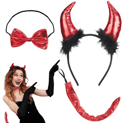 SPHERETRON Teufelshörner Teufel Kostüm Damen Halloween Kostüm Damen Teufel Kostüm halloween haarschmuck für Halloween Karneval party von SPHERETRON