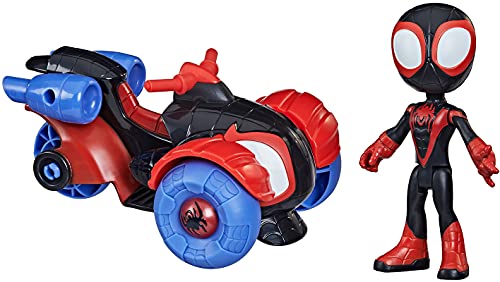 SPIDEY AND HIS AMAZING FRIENDS Hasbro Miles Morales Action-Figur und Techno-Racer Fahrzeug, für Kinder ab 3 Jahren, F1941, Mehrfarbig von Spidey and his Amazing Friends