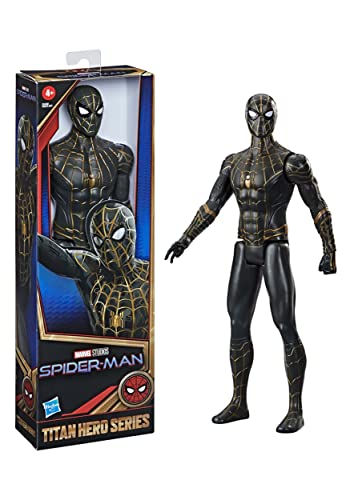 Spider-Man Marvel Titan Hero Series Actionfigur, 30 cm, schwarz-Goldener Anzug, Actionfigur, Spielzeug, inspirierter Film, für Kinder ab 4 Jahren von SPIDER-MAN