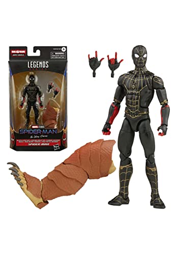 Spiderman F3019 Marvel Legends Series Black & Gold Suit Spider-Man 15,2 cm Sammelfigur Spielzeug, 2 Zubehörteile und 1 Build-A-Figure-Teile(s), Mehrfarbig, Standard von SPIDER-MAN