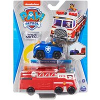 SPIN MASTER 38729 Paw Patrol True Metal Team Fahrzeuge 2er Set mit Feuerwehrwagen und Chase im Polizeiauto, Maßstab 1:55 von SPIN MASTER™