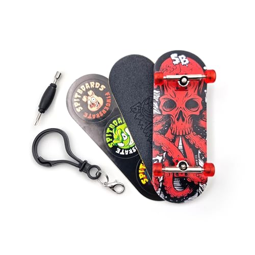 SPITBOARDS 32 x 96 mm Fingerboard Complete Wood Set-Up Assembled, 5-Layers, Silver Trucks with Bushings and Nuts, Transparent CNC Bearing Wheels, Lasered Foam Grip Tape Red Octoskull SPITBOARDS 32 x 96 mm Fingerboard Complete Wood Set-Up Assembled, 5-Layers, Silver Trucks with Bushings and Nuts, Transparent CNC Bearing Wheels, Lasered Foam Grip Tape Red Octoskull von SPITBOARDS