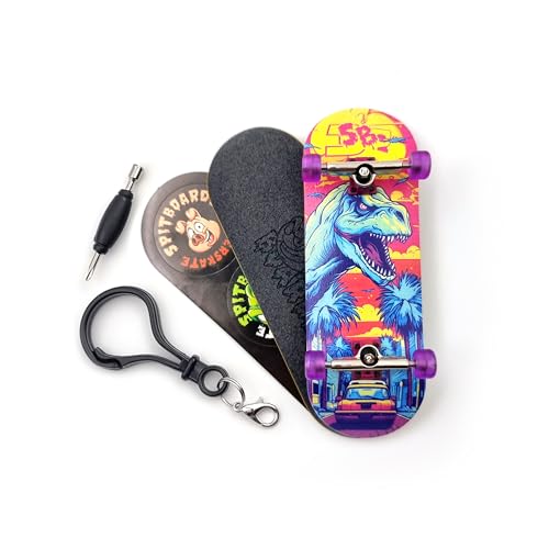 SPITBOARDS 32 x 96 mm Fingerboard Complete Wood Set-Up Assembled, 5-Layers, Silver Trucks with Bushings and Nuts, Transparent CNC Bearing Wheels, Lasered Pro Foam Grip Tape Sunset Raptor SPITBOARDS 32 x 96 mm Fingerboard Complete Wood Set-Up Assembled, 5-Layers, Silver Trucks with Bushings and Nuts, Transparent CNC Bearing Wheels, Lasered Pro Foam Grip Tape Sunset Raptor von SPITBOARDS