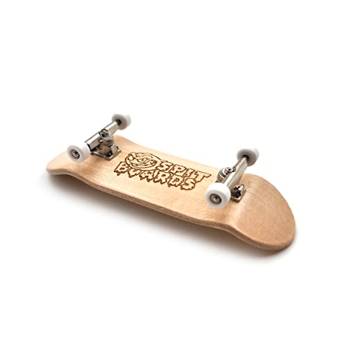 SPITBOARDS 32mm Fingerboard Complete Real Wood Set-Up (Pre-Assembled, 5-Layers), Trucks with Nuts, Bearing Wheels, Foam Grip Tape, (Deck: Maple Wood, Trucks: Silver, Wheels: White) von SPITBOARDS