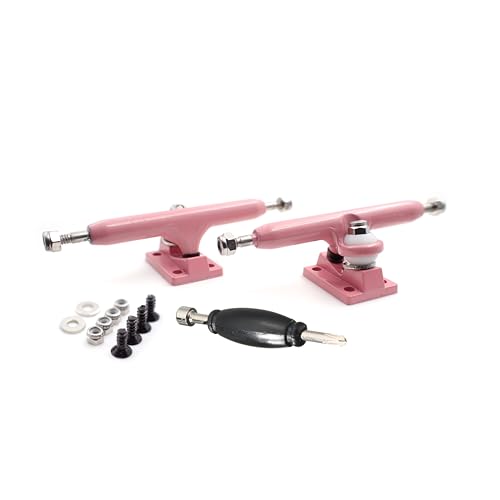 SPITBOARDS 34mm Fingerboard Pro Trucks by, Real Lock-Nuts, Rubber O-Ring Urethane Bushings, Optimized Hanger, Width 34 mm, for Fingerboard Tuning & Assembling (Pink) von SPITBOARDS