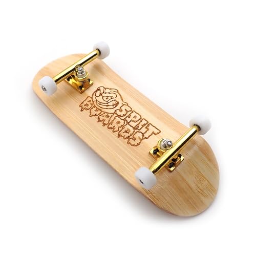 SPITBOARDS 36mm Fingerboard Complete Wood Pro Set-Up (Pre-Assembled, Handcrafted 5-Layers), 36 mm Pro Trucks, CNC Bearing Wheels, Lasered Foam Grip Tape (Lasered Deck Size: 36 x 96 mm), 'Bamboo Wood' von SPITBOARDS