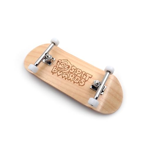 SPITBOARDS 36mm Fingerboard Complete Wood Pro Set-Up (Pre-Assembled, Handcrafted 5-Layers), 36 mm Pro Trucks, CNC Bearing Wheels, Lasered Foam Grip Tape (Lasered Deck Size: 36 x 96 mm), 'Maple Wood' von SPITBOARDS