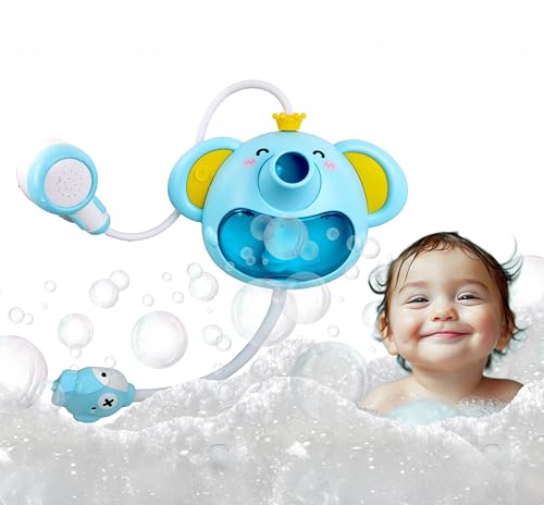 SPITZER TOYS® Badewannenspielzeug, Schaum-Elefant mit Babydusche, Badespielzeug mit Seifenblasen, Baby Wasserspielzeug Set für Mädchen und Jungen ab 1 2 3 4 Jahren, Badespaß Musik, Geschenk für Kinder von SPITZER TOYS