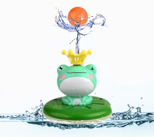 SPITZER TOYS® Badewannenspielzeug, Schwimmendes Badespielzeug mit Wassersprinkler, Baby Wasserspielzeug Set mit 15 cm Wasserfontäne, Badefrosch, Badespass für Mädchen und Jungen ab 18 Monaten von SPITZER TOYS