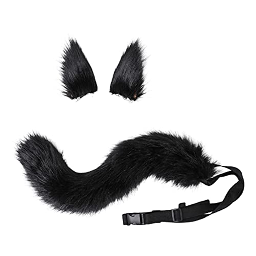 SPONGL - Cosplay Kostüm, 3 Stück Wolf Mädchen Anime Fuchs Cosplay Set Haar Ohren Kopfschmuck Plüsch Schwanz für Halloween Party von SPONGL