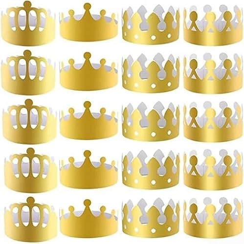 SPORTARC King Crown Partyhüte, Goldfolie, Papierkronen mit verstellbaren Größen für alle Altersgruppen, perfektes Zubehör für Geburtstage und besondere Anlässe, 20 Stück von SPORTARC