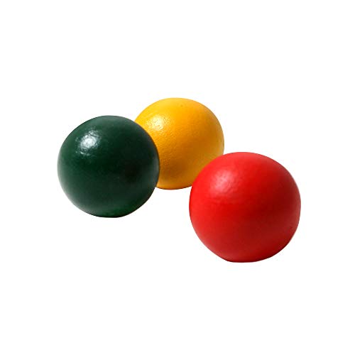 SPORTSIDE Petanque Grün, Rot und Gelb – 040053 – 25 mm – Geschicklichkeitsspiel und Outdoor – 3 Stück 3 Schweinchen, Holz von SPORT SIDE