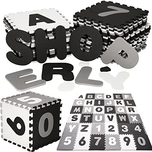 SPRINGOS Puzzlematte große Spielmatte mit Buchstaben und Ziffern 175 x 175 x 1 cm Eva-Schaum Lernmatte für Kleinkinder von SPRINGOS