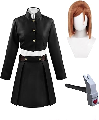 Nobara-Kugisaki Anime-Cosplay-Kostüm, Schuluniform, Nobara-Kugisaki, Blau/Schwarz, komplettes Set, Kleidung, japanische High School-Mädchen, Bühnenkleidung, Halloween, Party-Kostüm (Schwarz mit Nobara-Kugisaki Anime-Cosplay-Kostüm, Schuluniform, Nobara-Kugisaki, Blau/Schwarz, komplettes Set, Kleidung, japanische High School-Mädchen, Bühnenkleidung, Halloween, Party-Kostüm (Schwarz mit von SPSMOKH