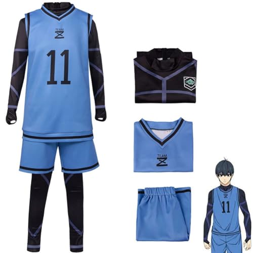 SPSMOKH Anime Blue Lock Cosplay Kostüm Sportbekleidung Trikots Isagi Yoichi Fußball Fußball Training Uniform Full Set (XL) von SPSMOKH