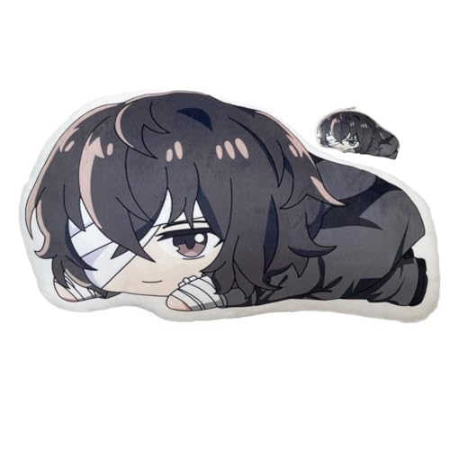 SPSMOKH Bungo Stray Dogs Anime Plüschkissen Nakahara Chuuya/Dazai Osamu/Nakajima Atsushi Figur Plüsch Schlüsselanhänger Cartoon Rückenkissen Kopfkissen (Keychain+plüschkissen 2, 10CM/45CM) von SPSMOKH