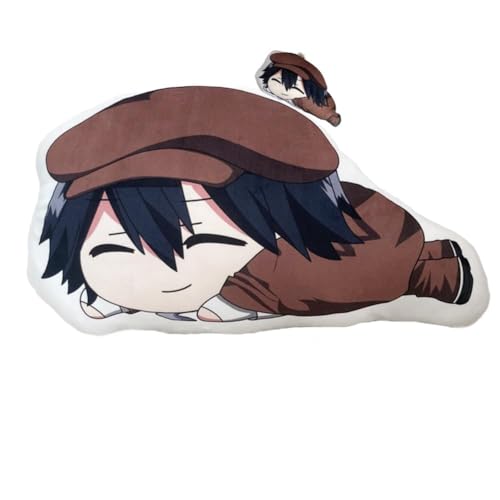 SPSMOKH Bungo Stray Dogs Anime Plüschkissen Nakahara Chuuya/Dazai Osamu/Nakajima Atsushi Figur Plüsch Schlüsselanhänger Cartoon Rückenkissen Kopfkissen (Keychain+plüschkissen 6, 10CM/45CM) von SPSMOKH