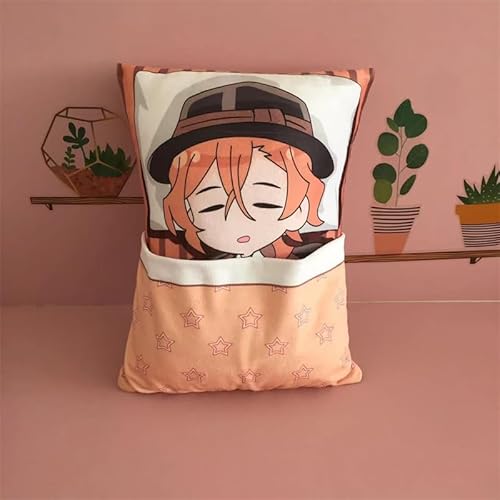 SPSMOKH Bungo Stray Dogs Anime Plüschkissen Nakahara Chuuya Figur Kopfkissen Gefüllte Plüschpuppe Heimdekoration Cartoon Rückenkissen Geburtstagsgeschenk (Nakahara Chuuya) von SPSMOKH