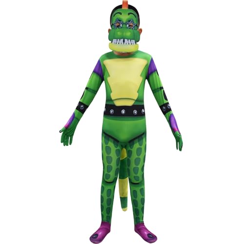 SPSMOKH Fnaf Horrorspiel Cosplay einteiliges Kostüm Kollektion Cosplay Kostüm Halloween Bühnenanzug (Der grüne Dinosaurier, 160) von SPSMOKH