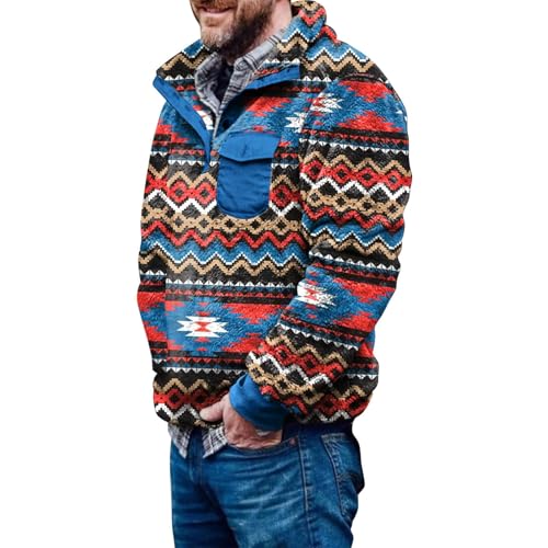 SPSMOKH Herren Aztekenwolle Pullover - Ethnisch inspiriertes Button-Down-Wolloberteil Sherpa gefüttert Vintage Langarm Top Norweger Fleece Pullover mit Taschen Winter Weihnachten Warm Sweatjacke (TYPE SPSMOKH Herren Aztekenwolle Pullover - Ethnisch inspiriertes Button-Down-Wolloberteil Sherpa gefüttert Vintage Langarm Top Norweger Fleece Pullover mit Taschen Winter Weihnachten Warm Sweatjacke (TYPE von SPSMOKH