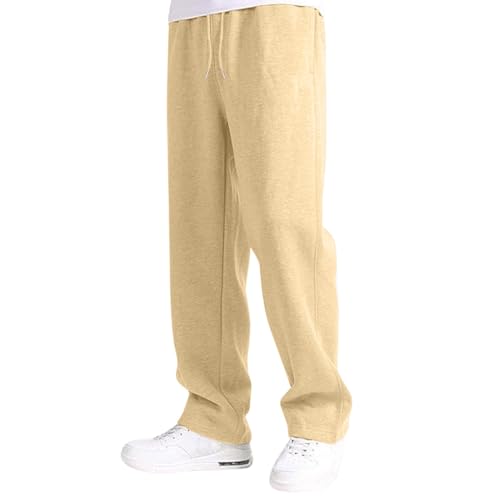 SPSMOKH Lässige einfarbige Herren-Jogginghose mit Kordelzug, gerades Bein, Fleece-gefütterte Hose mit Gürteltaschen, elastische Taille, lange Hose für den Winter, offener Saum, Sweatpants (#A10 Khaki SPSMOKH Lässige einfarbige Herren-Jogginghose mit Kordelzug, gerades Bein, Fleece-gefütterte Hose mit Gürteltaschen, elastische Taille, lange Hose für den Winter, offener Saum, Sweatpants (#A10 Khaki von SPSMOKH