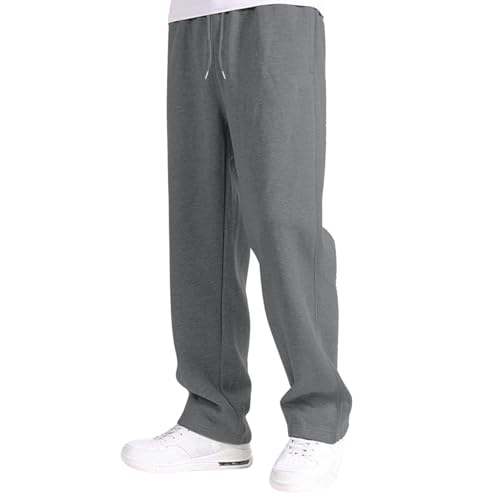 SPSMOKH Lässige einfarbige Herren-Jogginghose mit Kordelzug, gerades Bein, Fleece-gefütterte Hose mit Gürteltaschen, elastische Taille, lange Hose für den Winter, offener Saum, Sweatpants (#A4 Grau SPSMOKH Lässige einfarbige Herren-Jogginghose mit Kordelzug, gerades Bein, Fleece-gefütterte Hose mit Gürteltaschen, elastische Taille, lange Hose für den Winter, offener Saum, Sweatpants (#A4 Grau von SPSMOKH