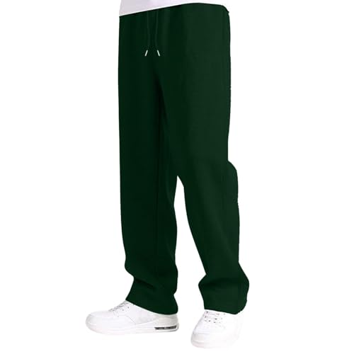 SPSMOKH Lässige einfarbige Herren-Jogginghose mit Kordelzug, gerades Bein, Fleece-gefütterte Hose mit Gürteltaschen, elastische Taille, lange Hose für den Winter, offener Saum, Sweatpants (#A6 Grün, S SPSMOKH Lässige einfarbige Herren-Jogginghose mit Kordelzug, gerades Bein, Fleece-gefütterte Hose mit Gürteltaschen, elastische Taille, lange Hose für den Winter, offener Saum, Sweatpants (#A6 Grün, S von SPSMOKH