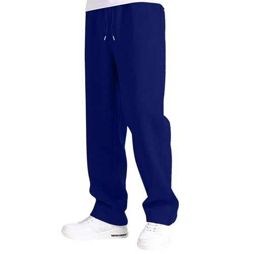 SPSMOKH Lässige einfarbige Herren-Jogginghose mit Kordelzug, gerades Bein, Fleece-gefütterte Hose mit Gürteltaschen, elastische Taille, lange Hose für den Winter, offener Saum, Sweatpants (#A7 Blau SPSMOKH Lässige einfarbige Herren-Jogginghose mit Kordelzug, gerades Bein, Fleece-gefütterte Hose mit Gürteltaschen, elastische Taille, lange Hose für den Winter, offener Saum, Sweatpants (#A7 Blau von SPSMOKH