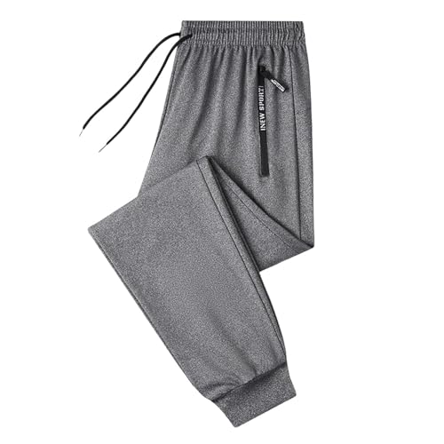 Unisex-Jogginghose für Männer und Frauen – elastische Taille, Stretch, schnell trocknend, lässige Jogginghose mit Reißverschluss und Gürtelschlaufe, einfarbige Hose mit geradem Bein (#B1 Grau, Größe Unisex-Jogginghose für Männer und Frauen – elastische Taille, Stretch, schnell trocknend, lässige Jogginghose mit Reißverschluss und Gürtelschlaufe, einfarbige Hose mit geradem Bein (#B1 Grau, Größe von SPSMOKH