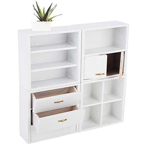 1:12 Mini-Holzschrank, Hausmodell-Möbel, Mini-Wohnzimmer-Schlafzimmer-Schrank, Dekorationsmöbel (WHITE) von SPYMINNPOO
