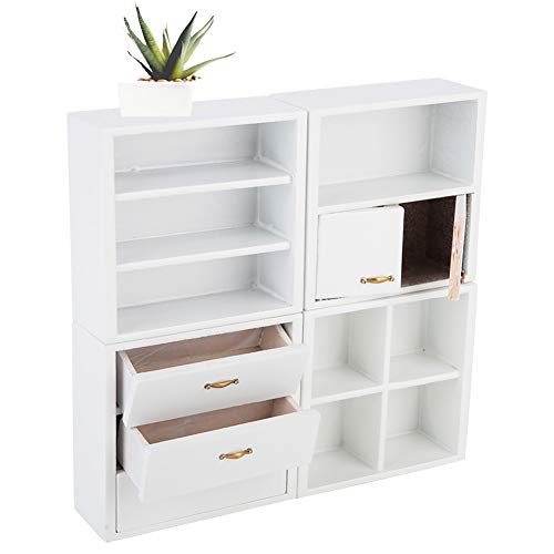 SPYMINNPOO 1:12 Mini-Holzschrank, Hausmodell-Möbel, Mini-Wohnzimmer-Schlafzimmer-Schrank, Dekorationsmöbel (White) von SPYMINNPOO