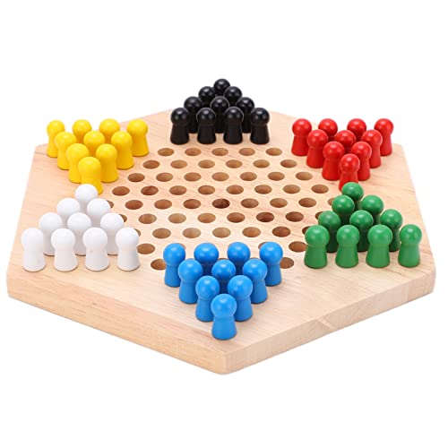 Halma Spiel Holz, Chinesisches Checkers Hölzernes Buntes Brettspiel Set für Erwachsene Senioren Kinder Familie Gesellschaftsspiel von FOXCUP