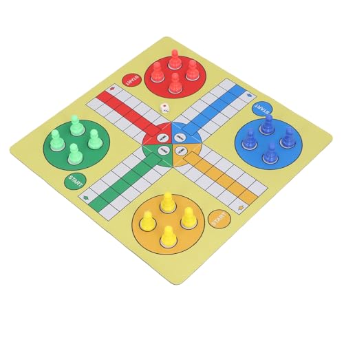 Ludo-Schachspiel, Zusammenklappbares, Aufrollbares Brettspielpad mit 16 Schachfiguren und 1 Würfel, Familien-Ludo-Lernspiel für und Erwachsene von SPYMINNPOO